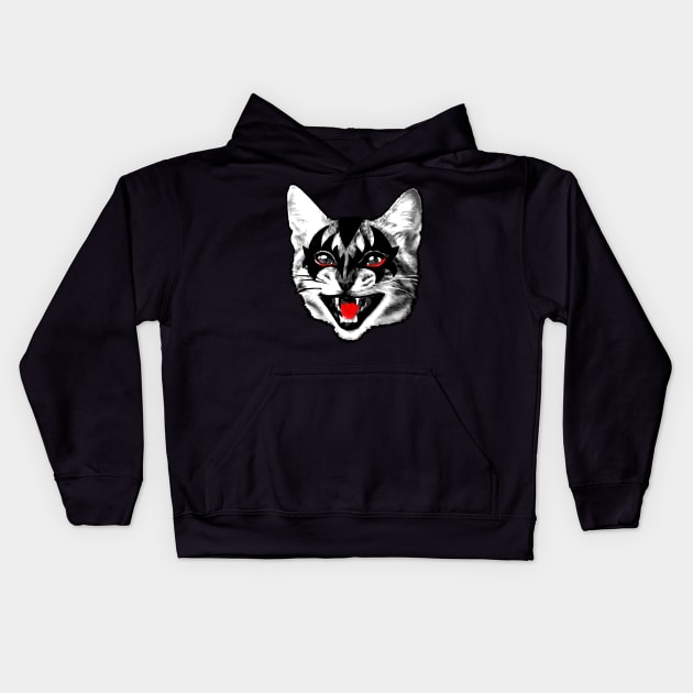 Rock Star Cat 2 Kids Hoodie by Roberto Jaras Lira